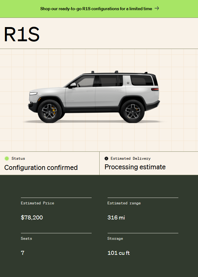 Rivian R1T R1S So I have access to the R1S Shop... ordered & configuration confirmed 1670015782839-