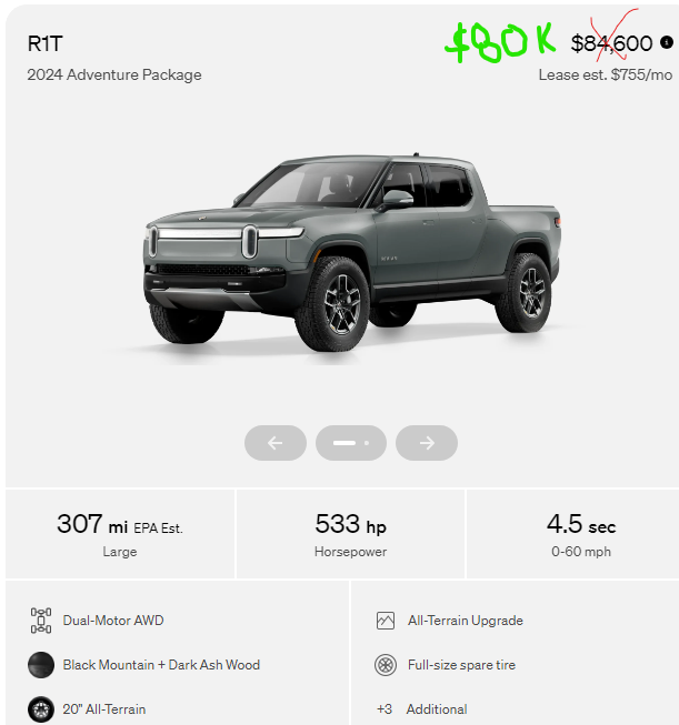 Rivian R1T R1S Ford "PRICE WAR" drives RIVN under $10 1712933453140-qw