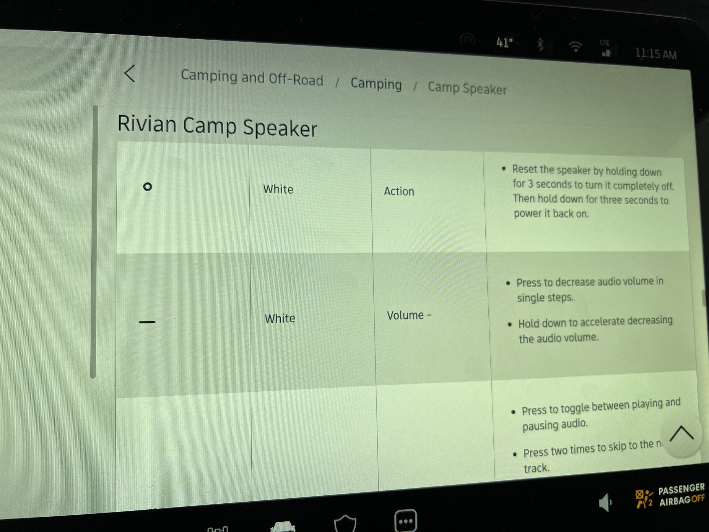 Rivian R1T R1S Rivian Camp Speaker menus / operation details 77B8714E-9A9B-4071-A3E0-9BC06B12EE1F