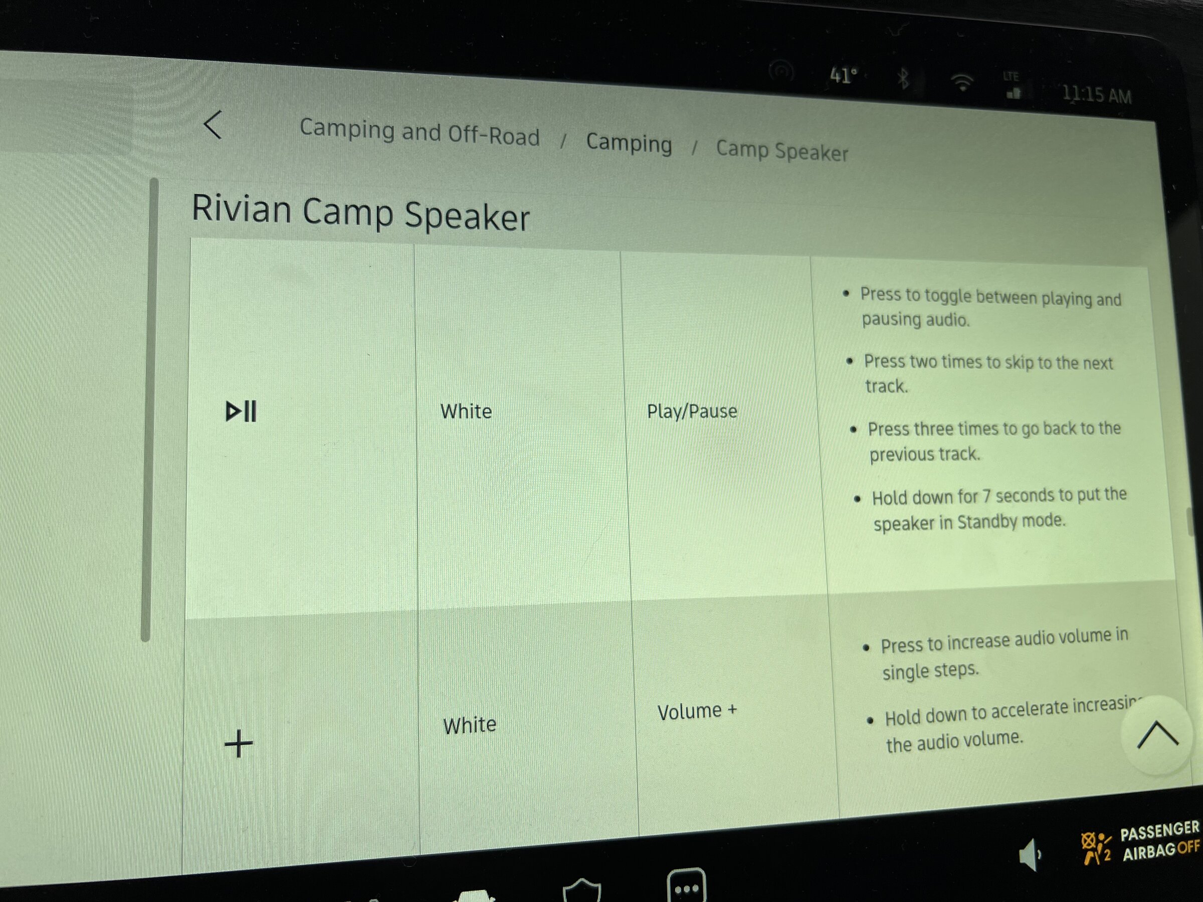 Rivian R1T R1S Rivian Camp Speaker menus / operation details B65BFAC7-F94A-4FA6-89A2-5EF6992FC6DE
