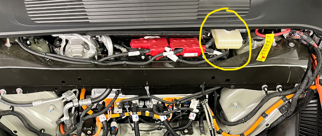 Rivian R1T R1S Removal of frunk tub (front trunk): DIY how-to & pics Fluid reservoir