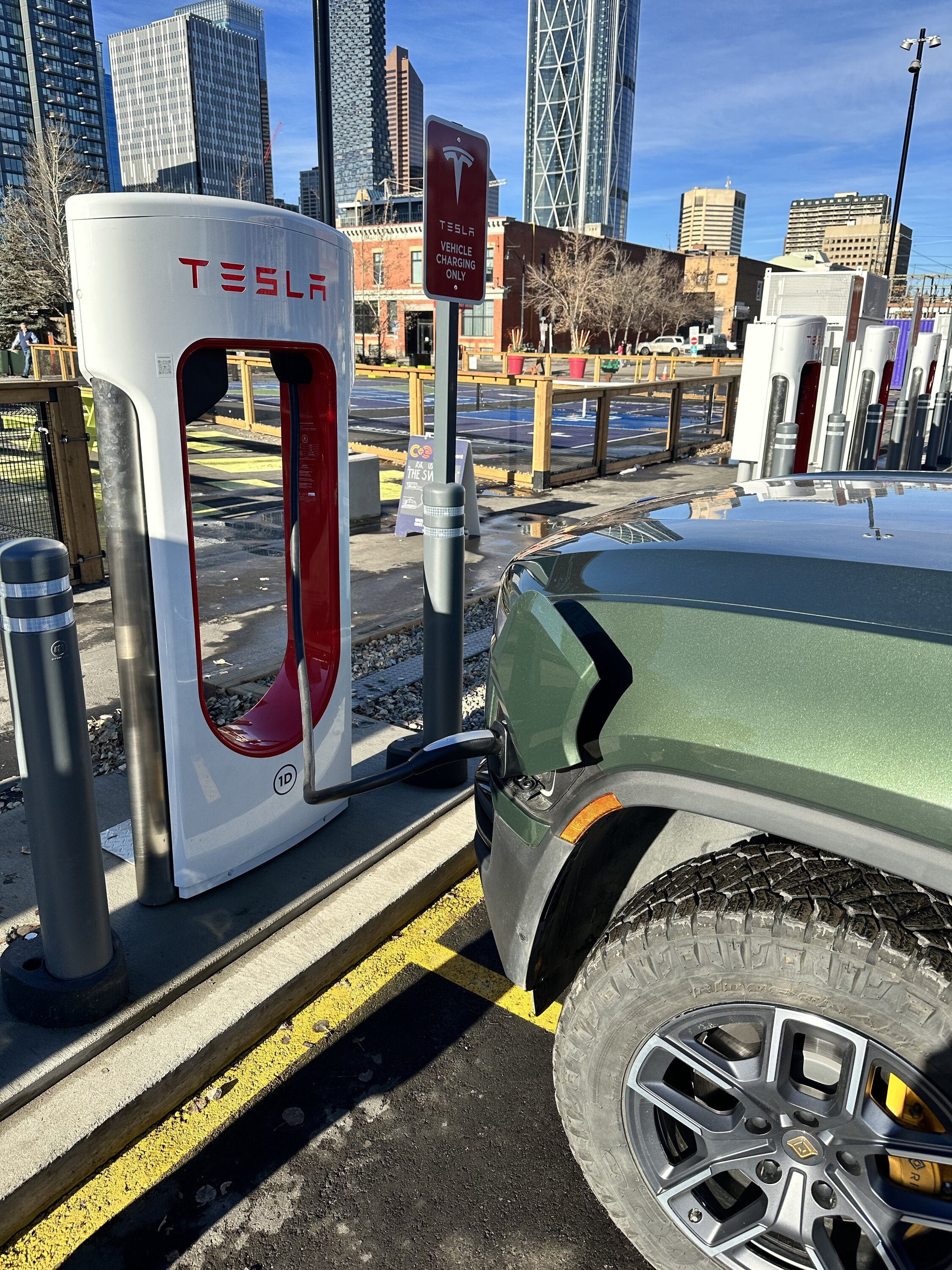 Rivian R1T R1S Tesla charger in Calgary open to non-Tesla IMG_4335