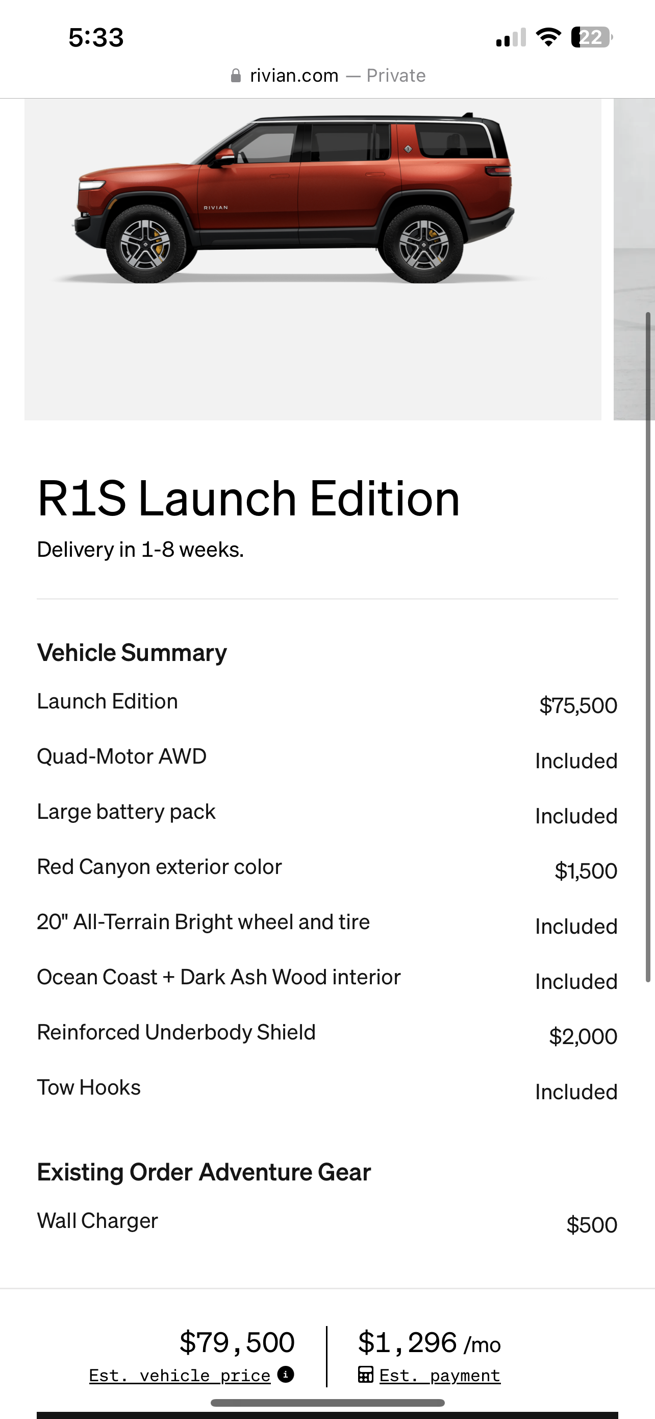 Rivian R1T R1S R1S Shop access live with lots of inventory! IMG_9703