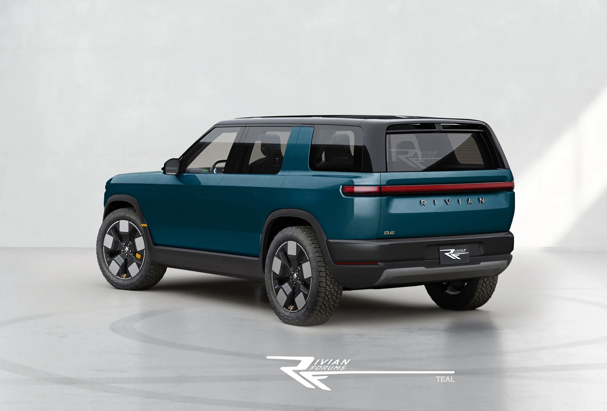 Rivian R1T R1S R2 in Teal, Evergreen, Slate 🎨 R2- Rear Teal copy