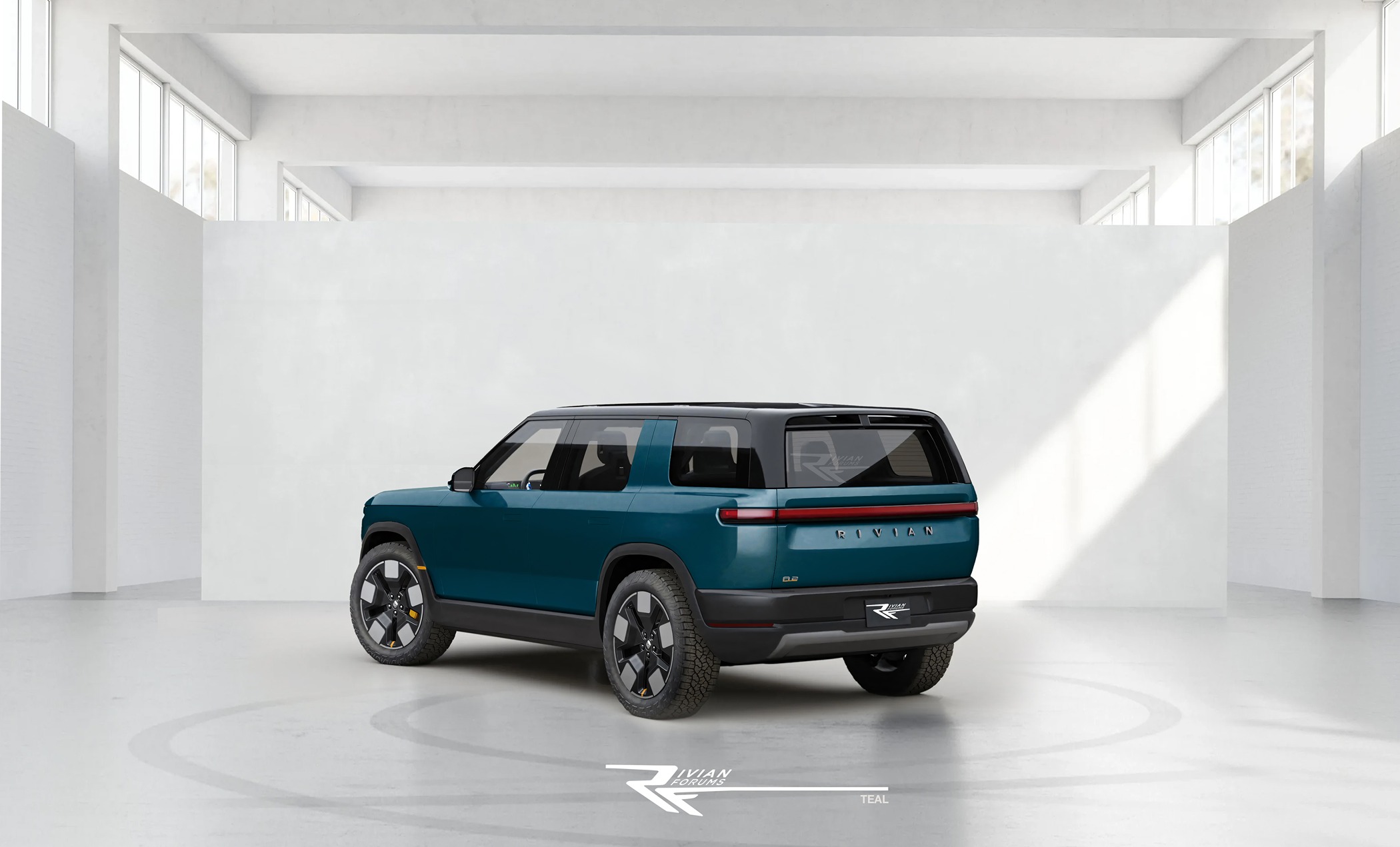 Rivian R1T R1S R2 in Teal, Evergreen, Slate 🎨 R2- Rear Teal