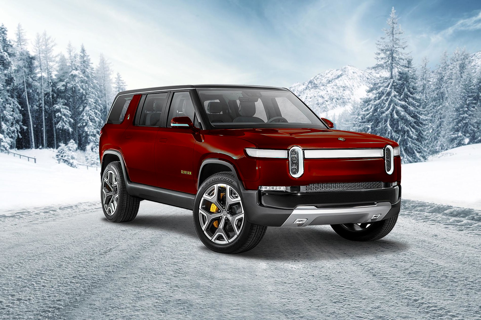 Rivian R1T R1S Unofficial color thread for R1S (with renderings) Rivian R1S deep red Front