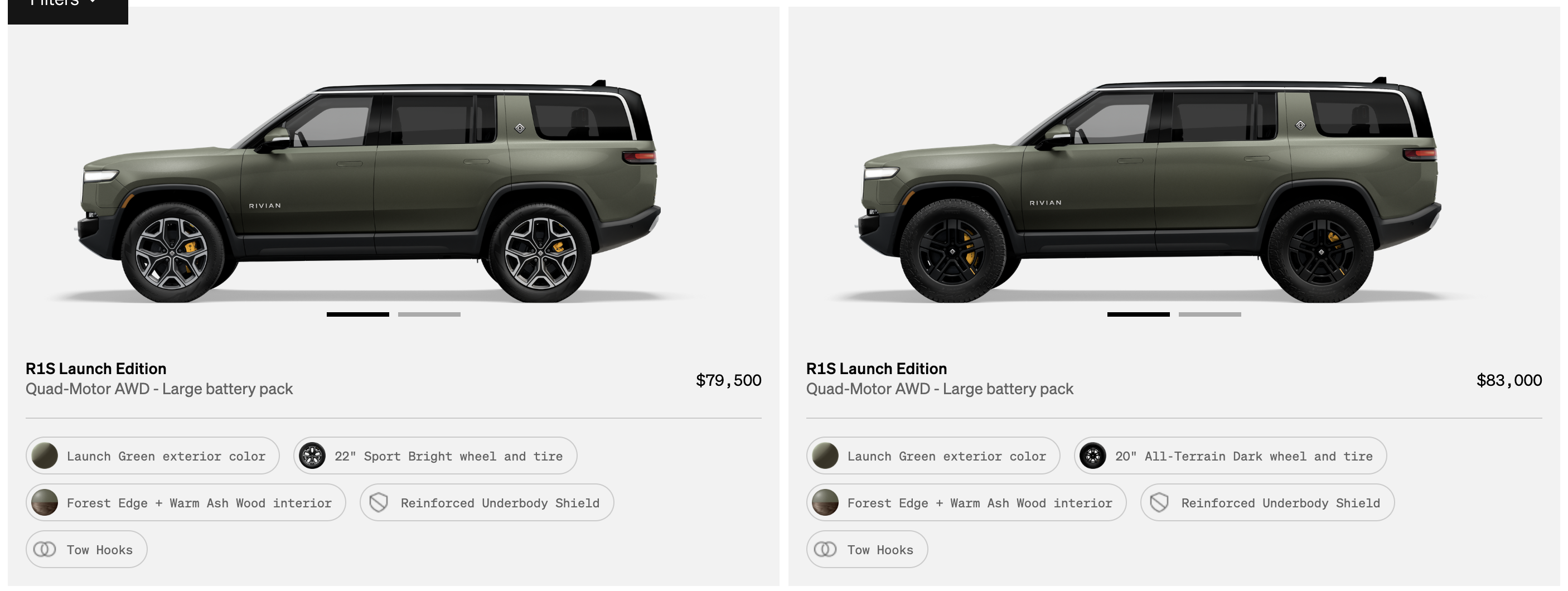 Rivian R1T R1S R1S Shop access live with lots of inventory! Screenshot 2023-01-27 at 6.54.11 PM