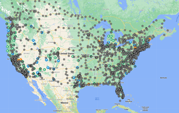 Tesla V3, V4 Superchargers and RAN Stations Map (kml for Google Earth)