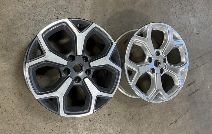 Chemical peeled powder coat off factory wheels and then ceramic polished