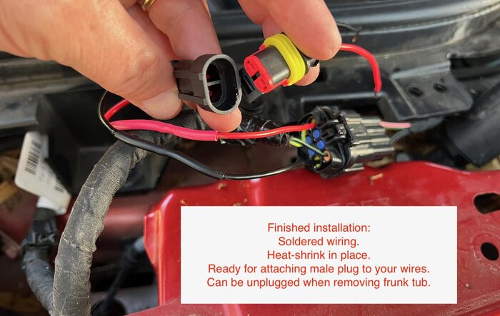 Tapping into 12v wiring by the frunk - formerly for 12v power outlet in frunk (DIY How-To Instructions)