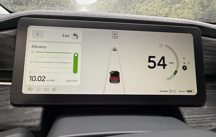 I think I found the upper limit for efficiency readings (10.2 mi/kWh)