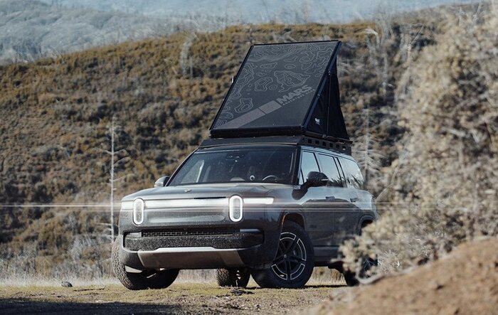 Mars Aeroblade: 3.48" 110 lb Ultra-Slim Rooftop Tent for Rivian R1S and More