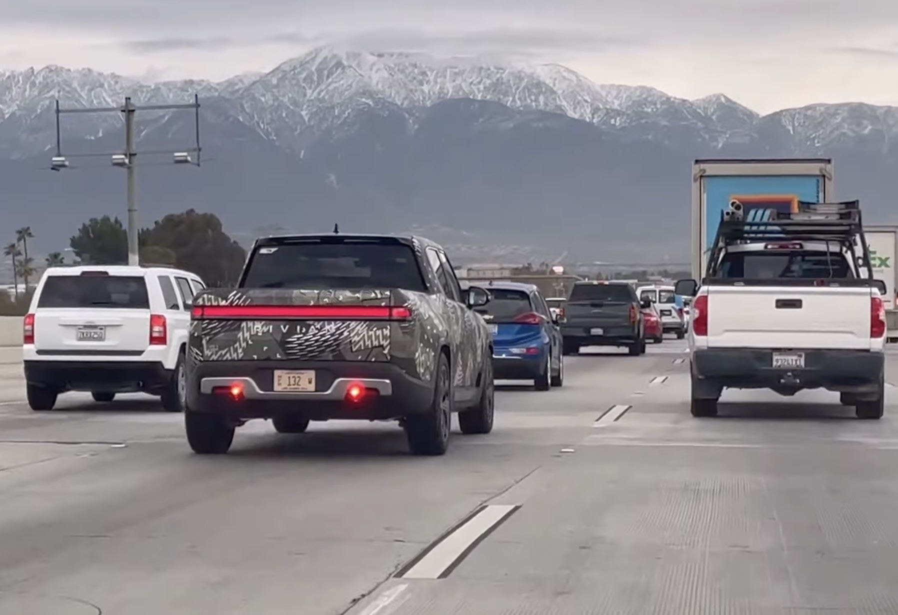 New video Rivian R1T driving on the CA 15 Freeway