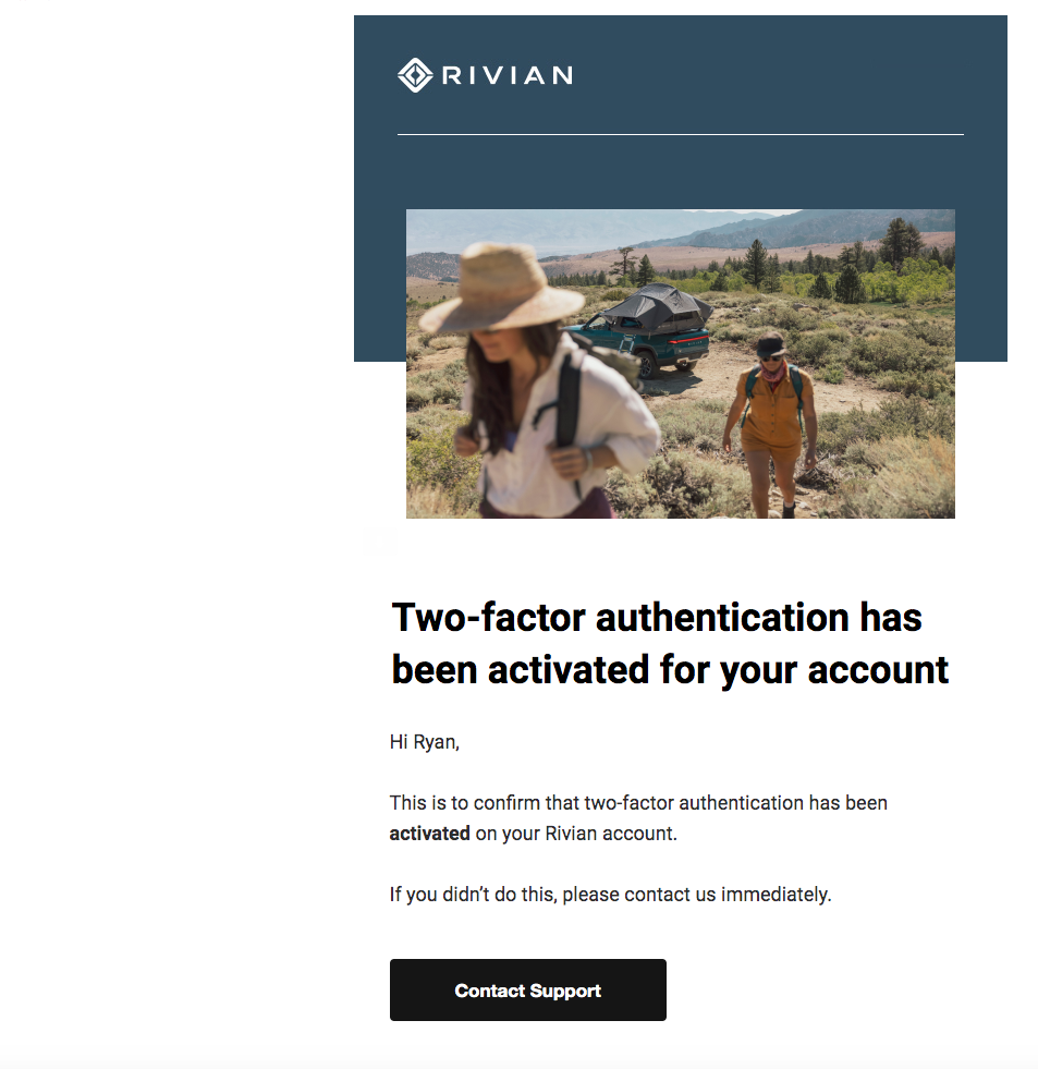 Rivian Account 2FA Security Now Available | Rivian Forum - R1T R1S R2 ...