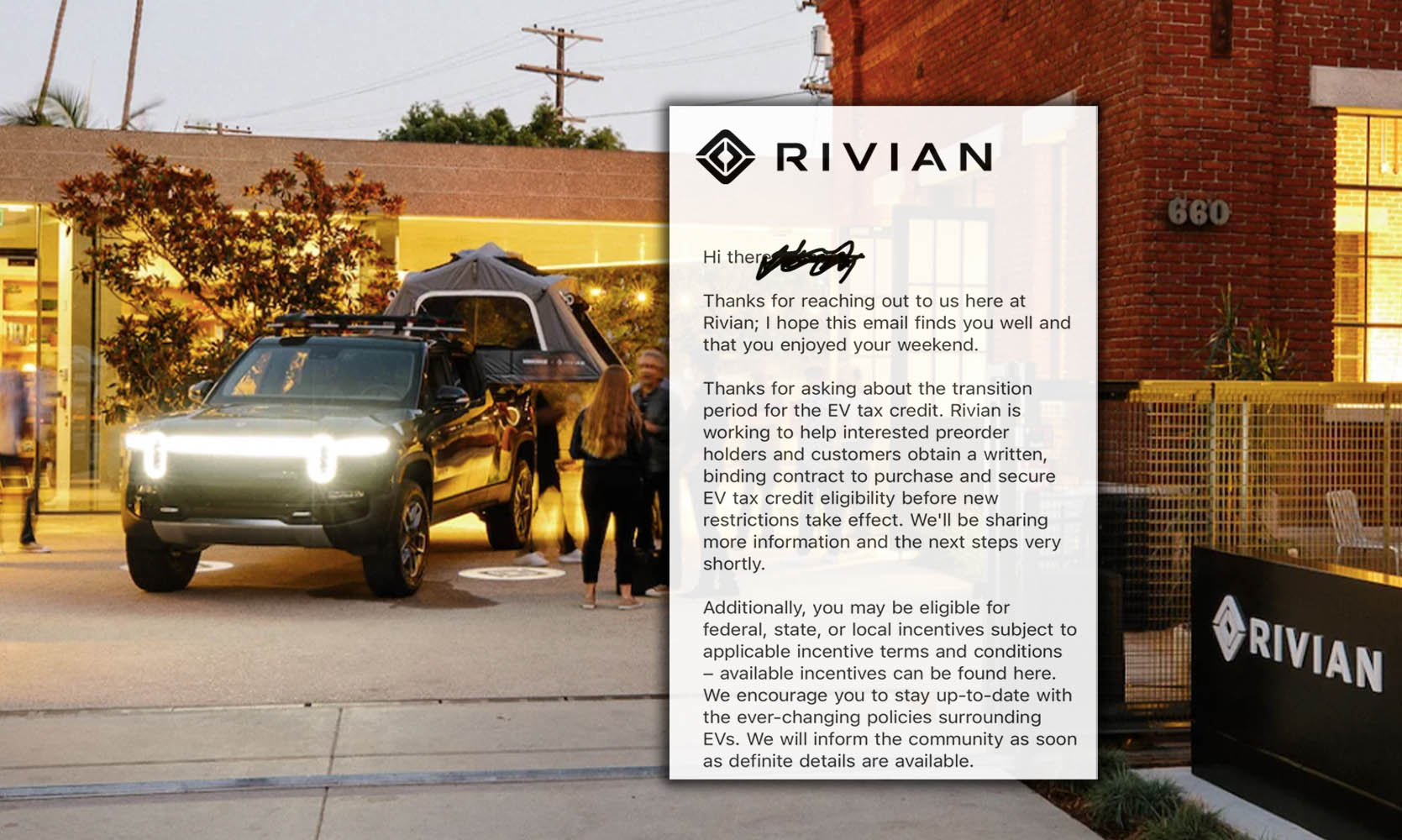 Rivian to offer Binding Purchase Agreements (to help obtain EV tax