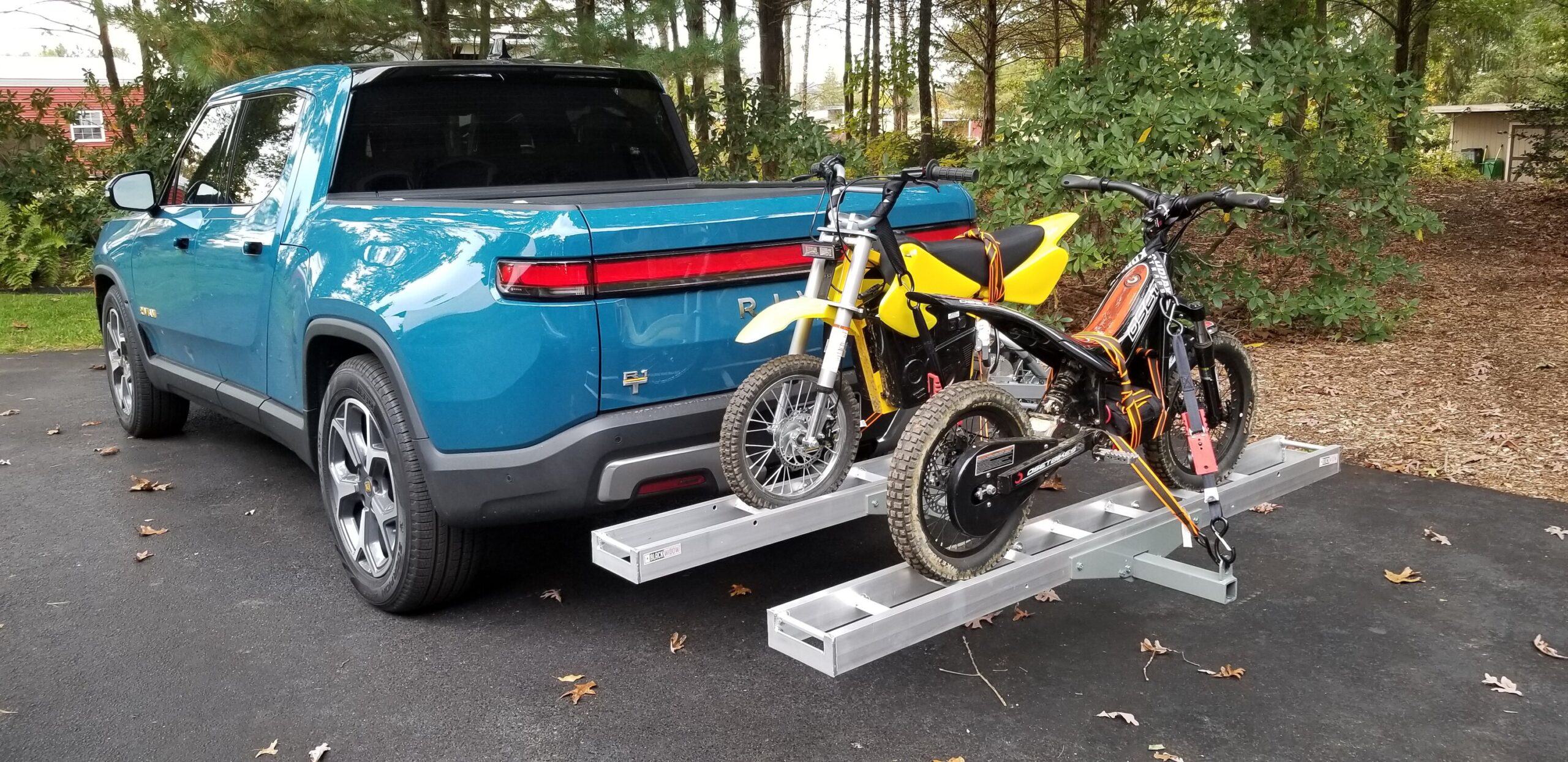 hitch-hauled-mini-dirt-bikes-trip-rivian-forum-r1t-r1s-r2-news