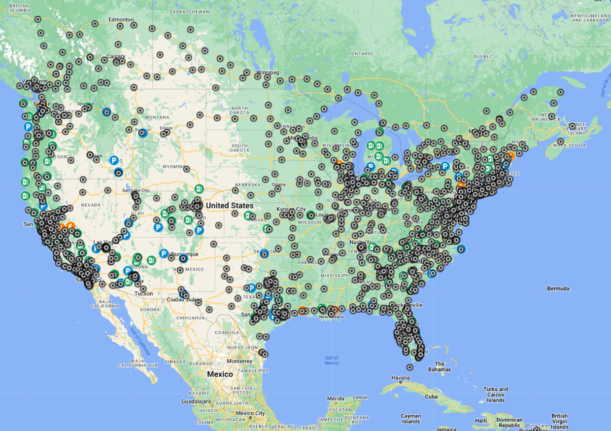 Tesla V3, V4 Superchargers and RAN Stations Map (kml for Google Earth ...